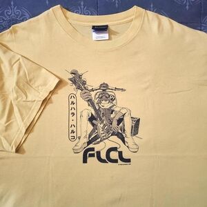 Vintage 2000s Y2K Anime FLCL Fooly Cooly Haruko Yellow T-shirt Size XL Rare